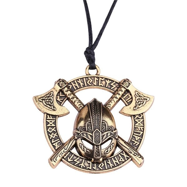 Nordische Odin-Krieger-Symbol-Halskette Gold