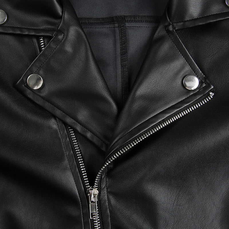 Heavy-Metal-Damenlederjacke kurz – Basic Metal Armor