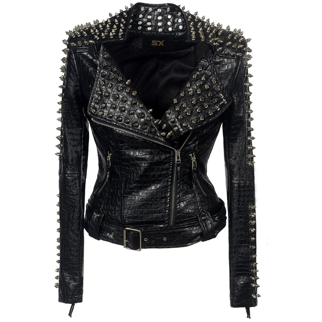 Death-Metal-Lederjacke mit Nieten – Heavy Metal Pain Armor