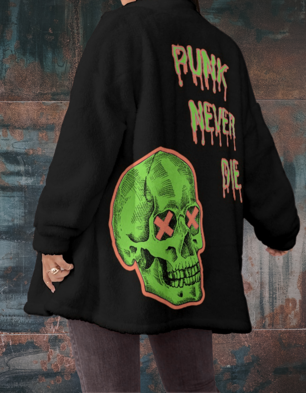 Rebellisches Polar-Punk-Shirt „Corporates Must Die“ & „Punk Never Die“ – Oversize