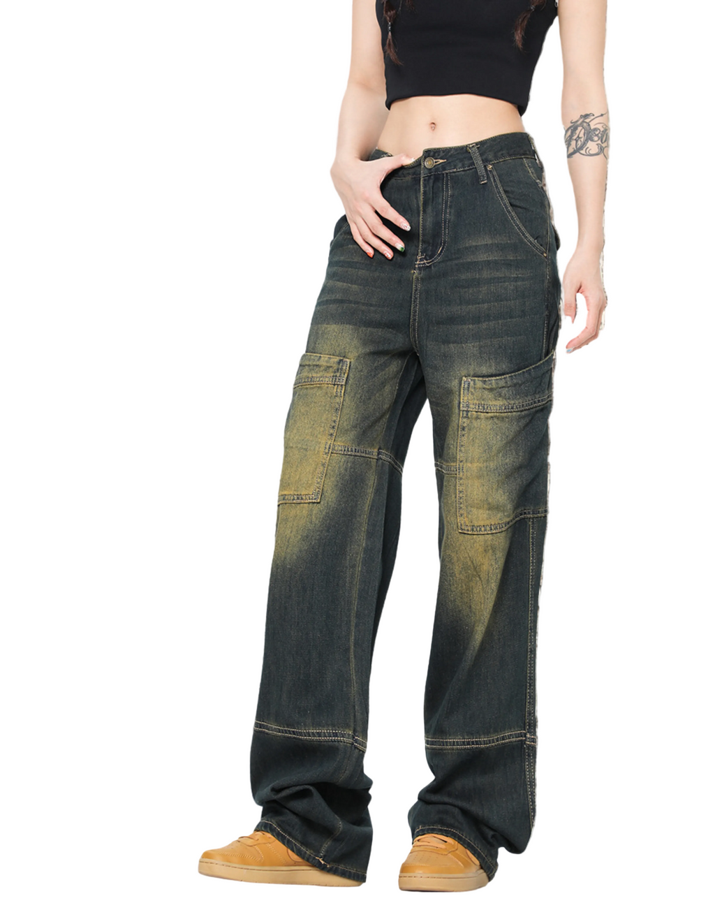 Grunge-Jeans im Retro-Stil mit Rissen