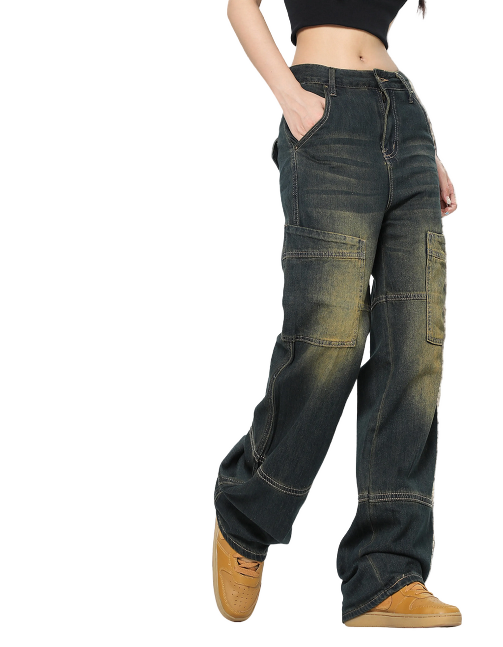 Grunge-Jeans im Retro-Stil mit Rissen