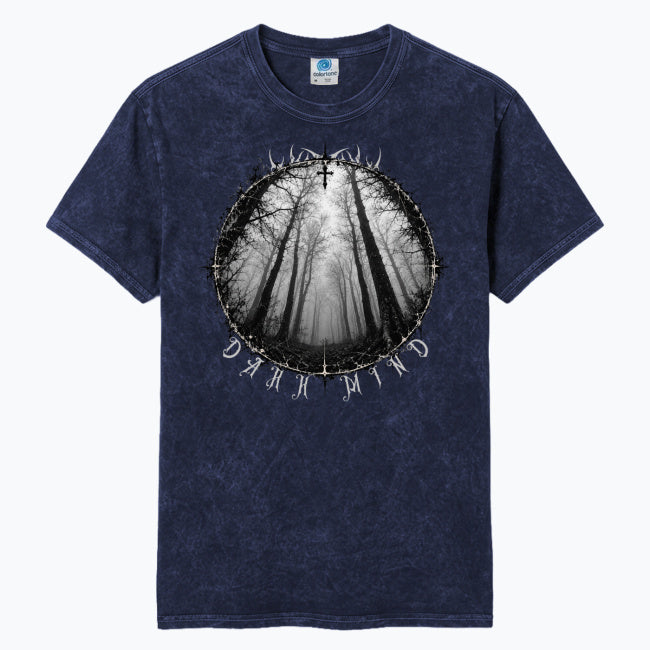 Gothic T-Shirt Unisex im Washed-Look – DARK MIND NIGHT FOREST | 100 % Baumwolle