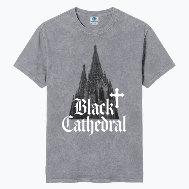 Gotisches Vintage-T-Shirt Mineral Wash | Black Cathedral Shadow I | 100 % Baumwolle