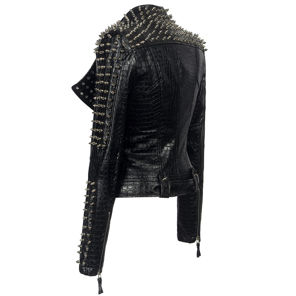 Death-Metal-Lederjacke mit Nieten – Heavy Metal Pain Armor