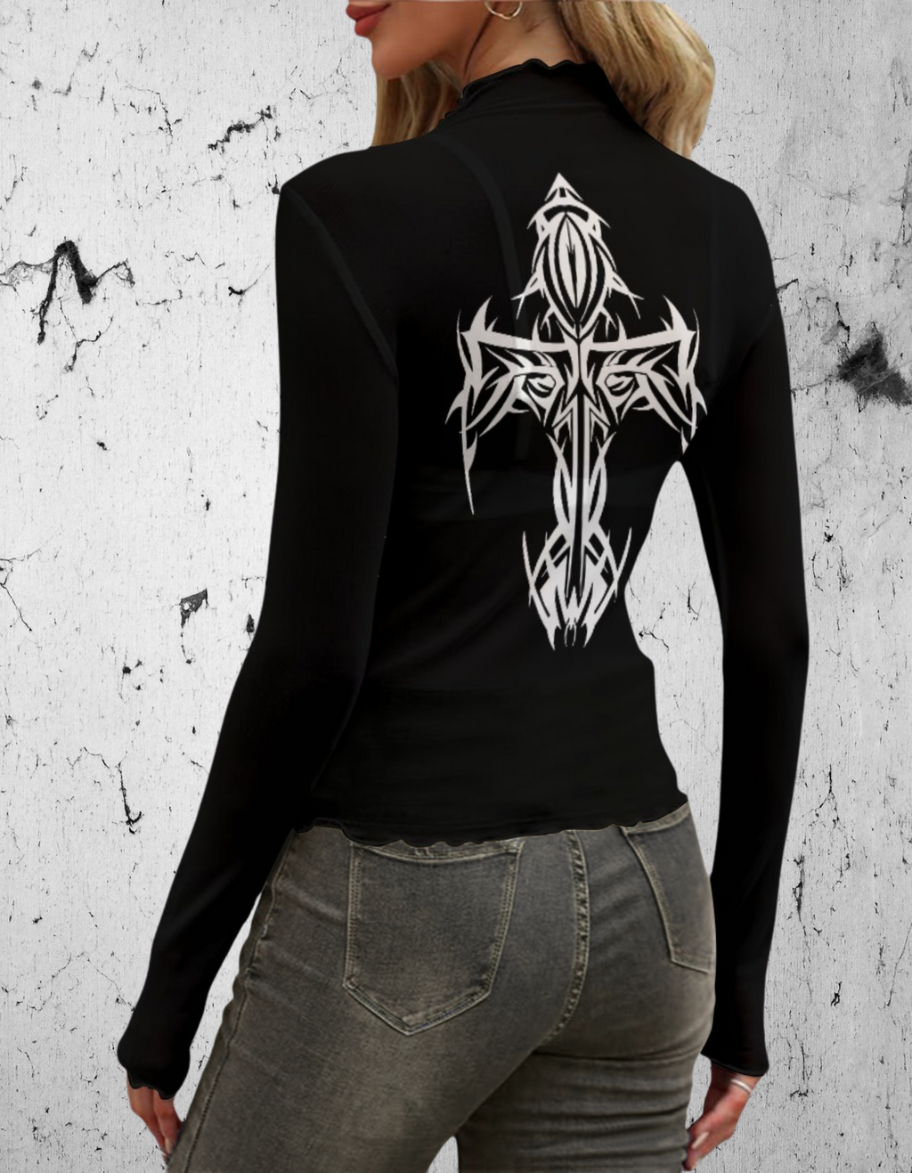 Damen Gothic-Netzshirt Month Goth