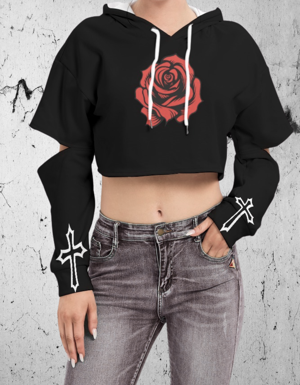 Gothisches Crop-Top Abyssal Rose