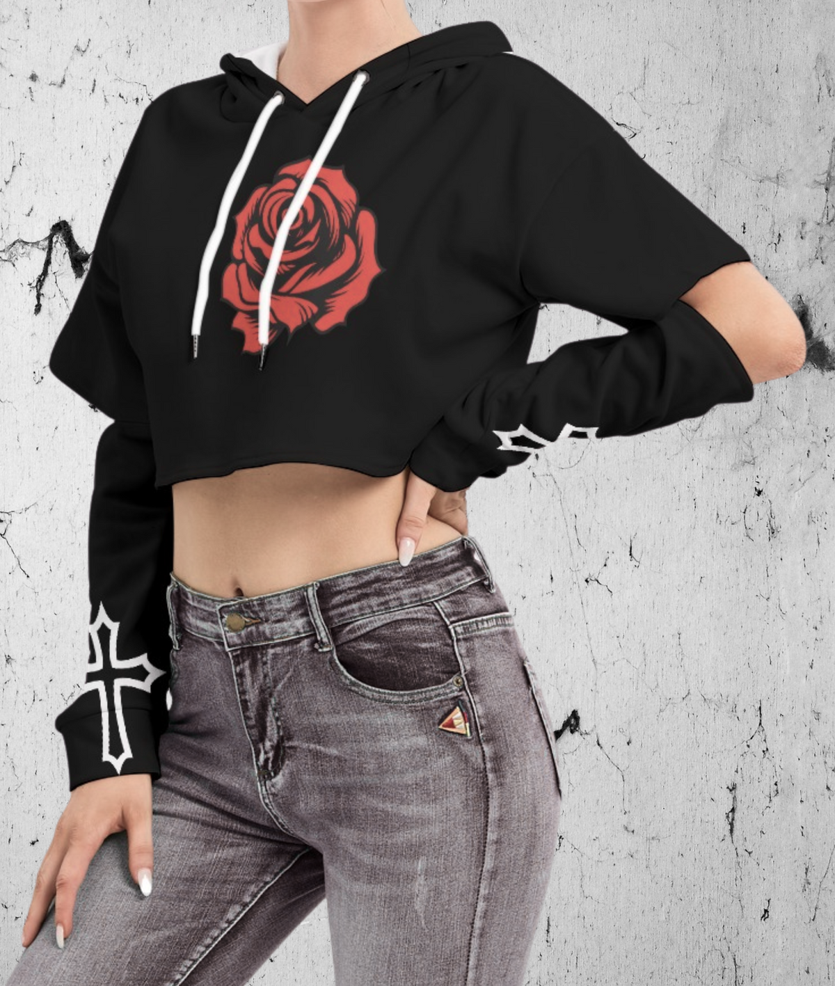Gothisches Crop-Top Abyssal Rose