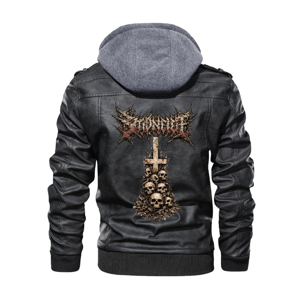 Death Metal Lederjacke mit Kapuze (PU) - A Decayed Barrow