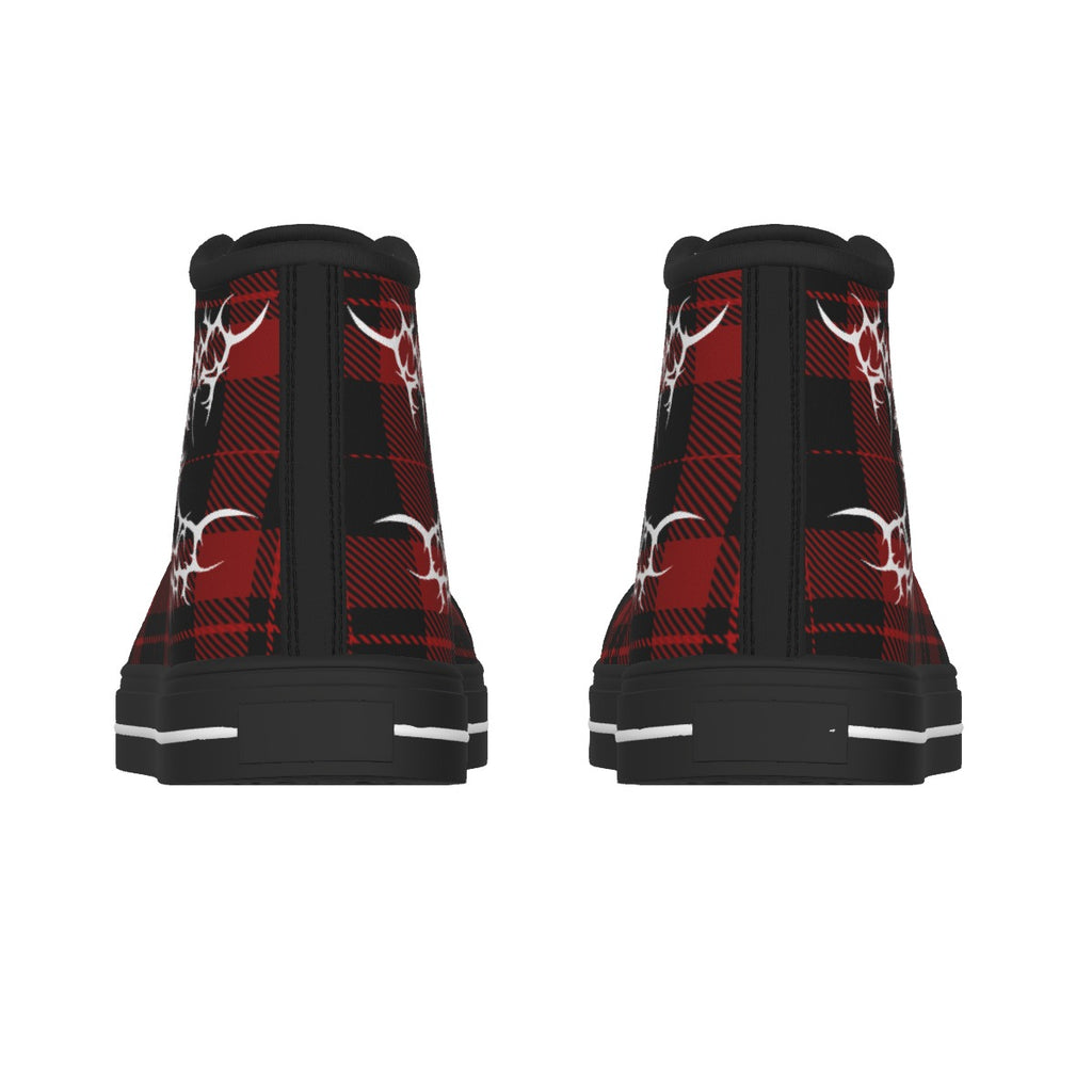 Herren Punk-Sneaker mit rotem Schottenmuster | Tartan Grunge High-Top