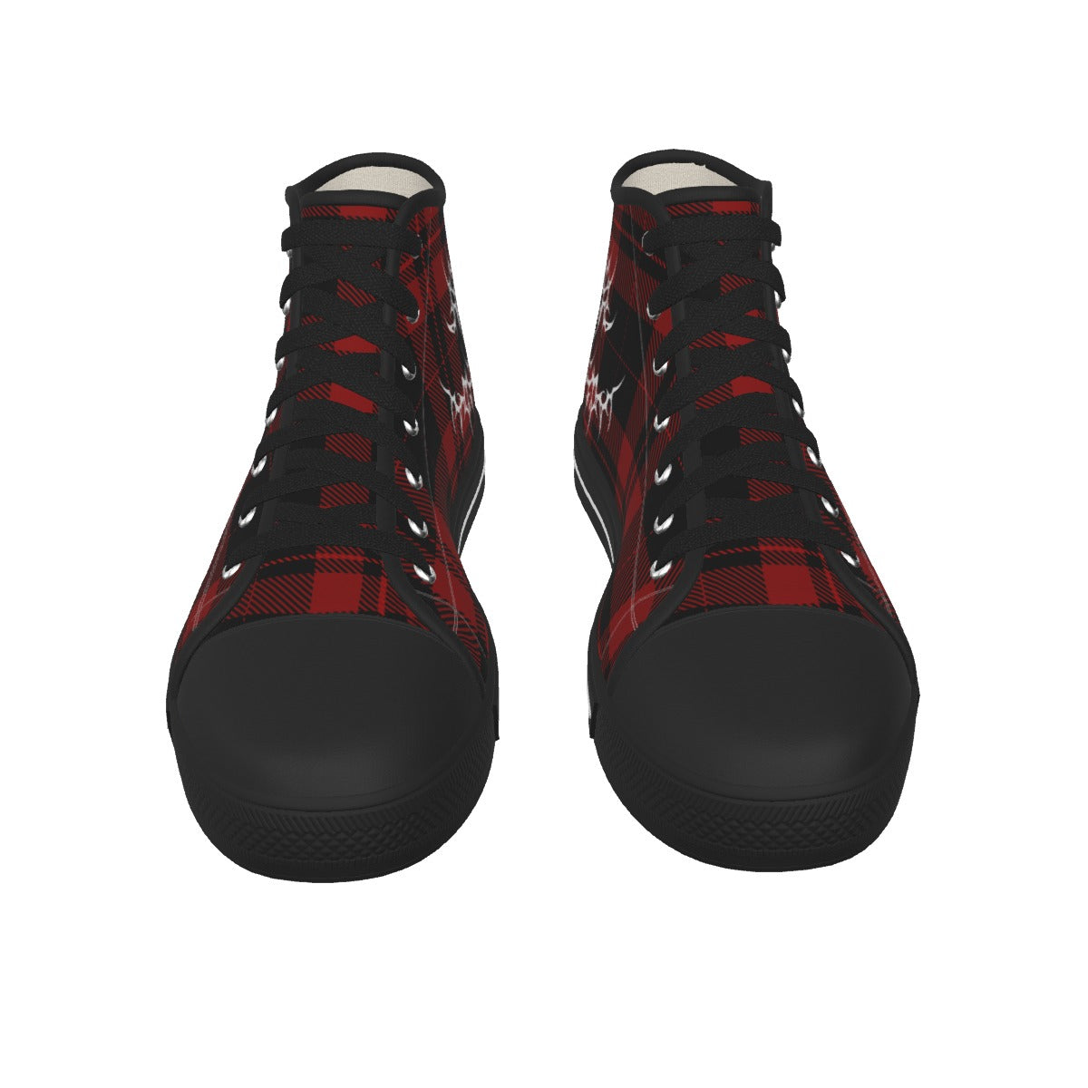 Herren Punk-Sneaker mit rotem Schottenmuster | Tartan Grunge High-Top