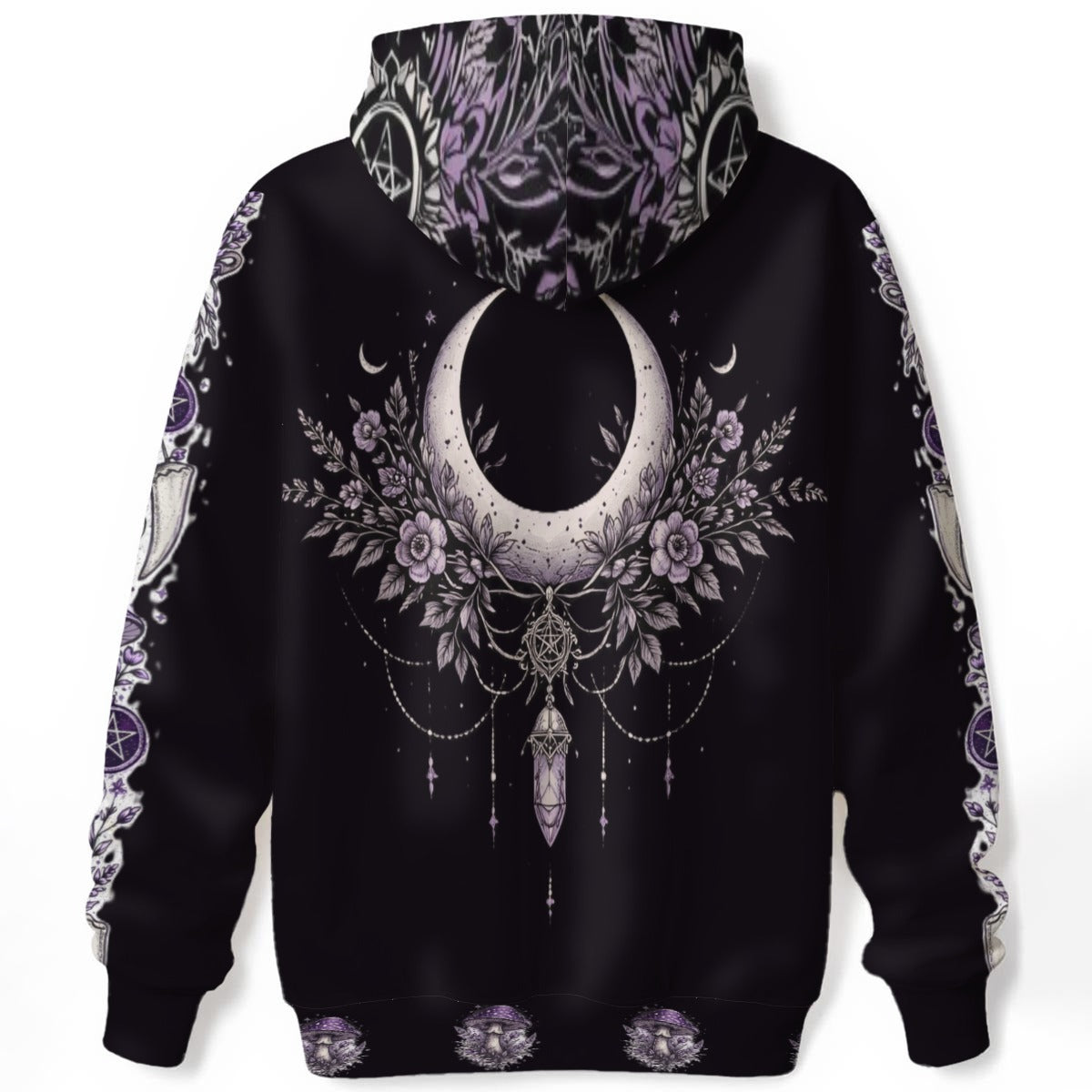 Baumwoll-Hoodie 310g Mystic Familiar – Wicca-Katze und Mond | Schwerer Witchcraft-Hoodie