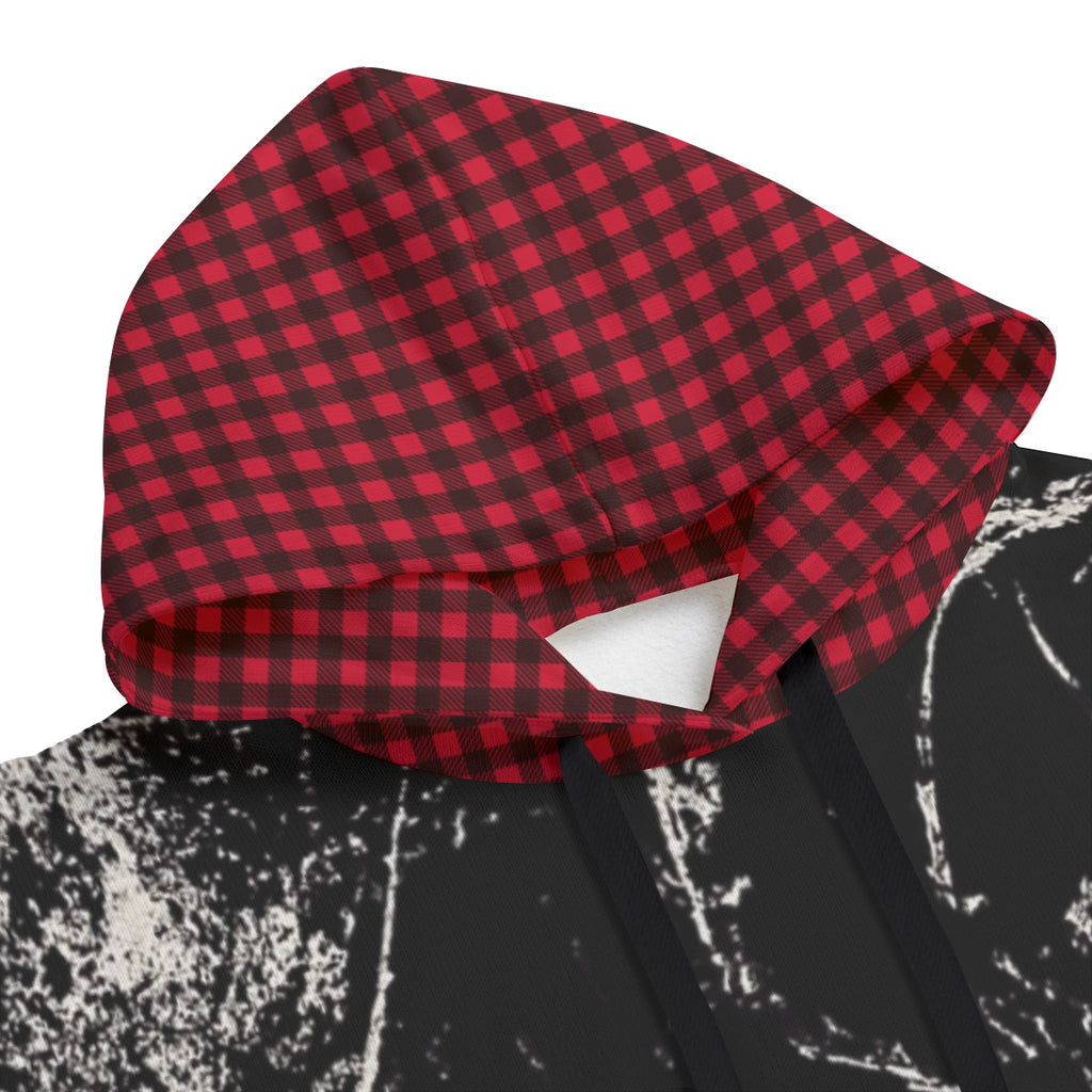 Oversize-Hoodie Grunge Chaos | Red Tartan Distressed Hoodie