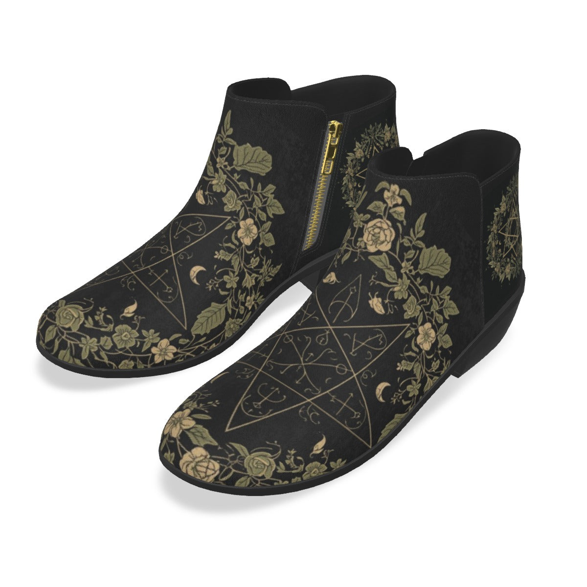 Wicca-Stiefeletten aus Öko-Wildleder Herbal Witch – Botanic Moon Magic | Alt Fashion Vegan Shoes