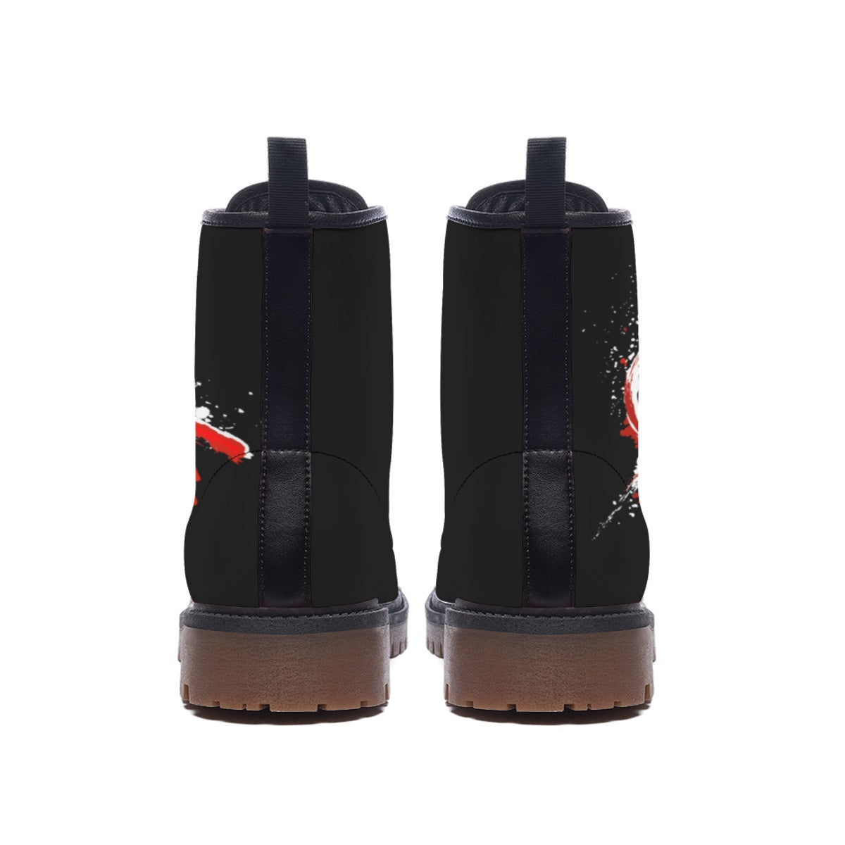 Anarchy Stomp Punk-Stiefel – Graffiti Rebel Design | Schwarze Combat Boots | Veganes Leder