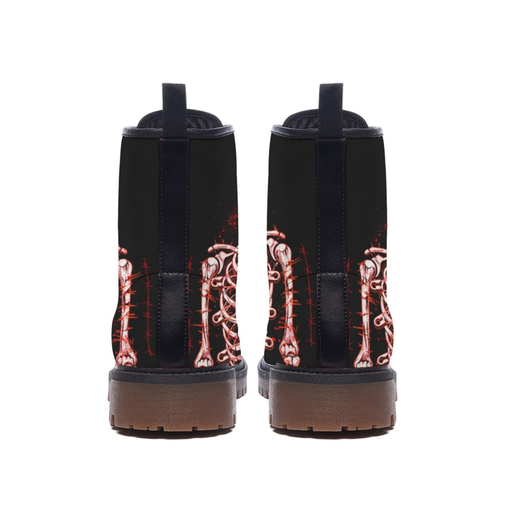 Punk-Damenstiefel Screaming Skeleton Combat | Horror-Punk-Ästhetik | Veganes Leder