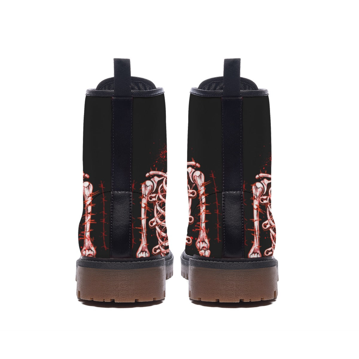 Punk-Damenstiefel Screaming Skeleton Combat | Horror-Punk-Ästhetik | Veganes Leder