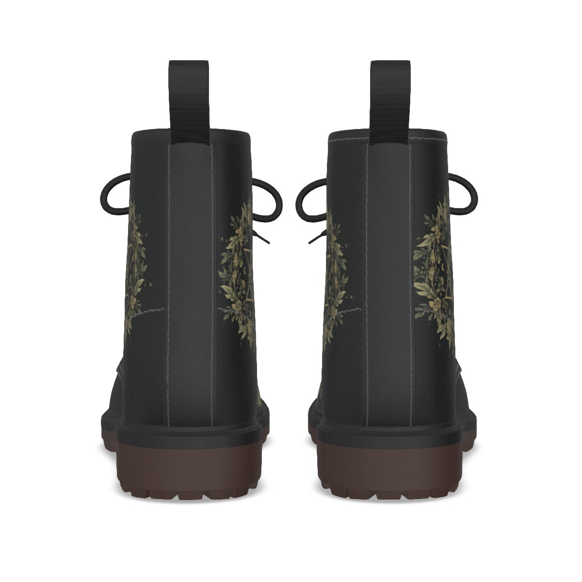 Gotische Stiefel Occult Botanical – wiccańskie Symbole und Flora | Premium-Kunstleder | Witchy Alt Fashion