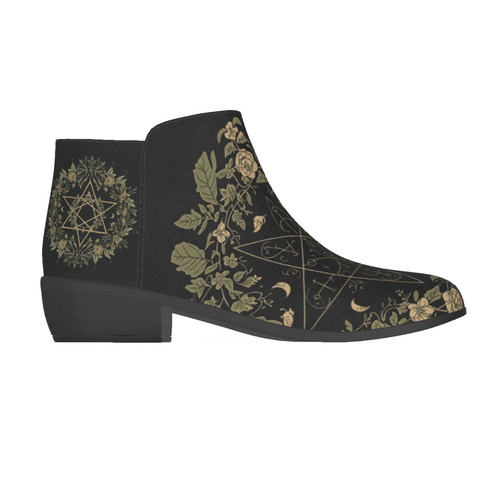 Wicca-Stiefeletten aus Öko-Wildleder Herbal Witch – Botanic Moon Magic | Alt Fashion Vegan Shoes