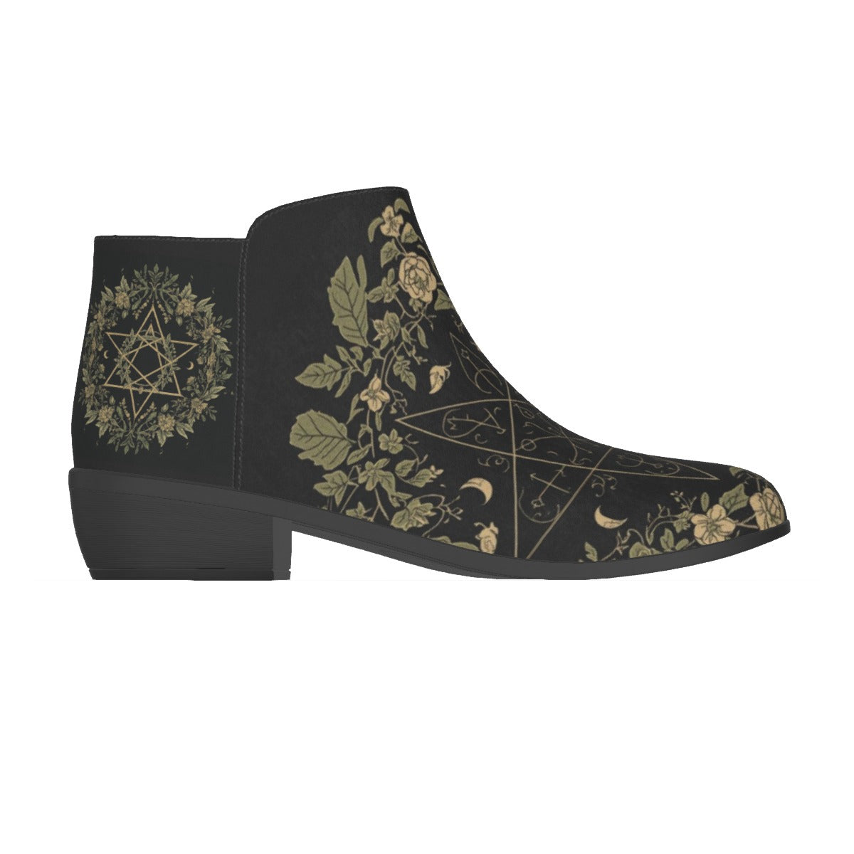 Wicca-Stiefeletten aus Öko-Wildleder Herbal Witch – Botanic Moon Magic | Alt Fashion Vegan Shoes