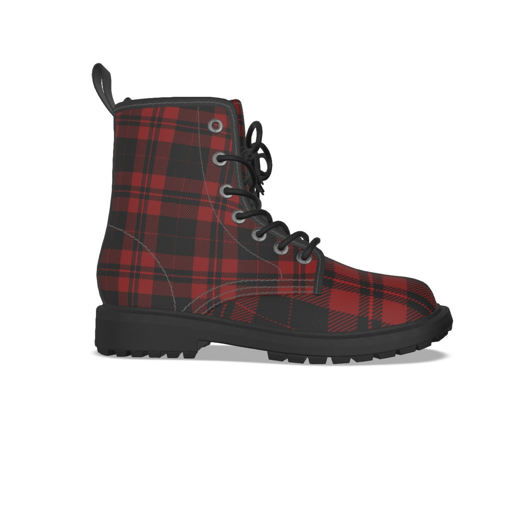 Damen-Punk-Stiefel mit rotem Schottenmuster | Red Rebel Tartan Boots