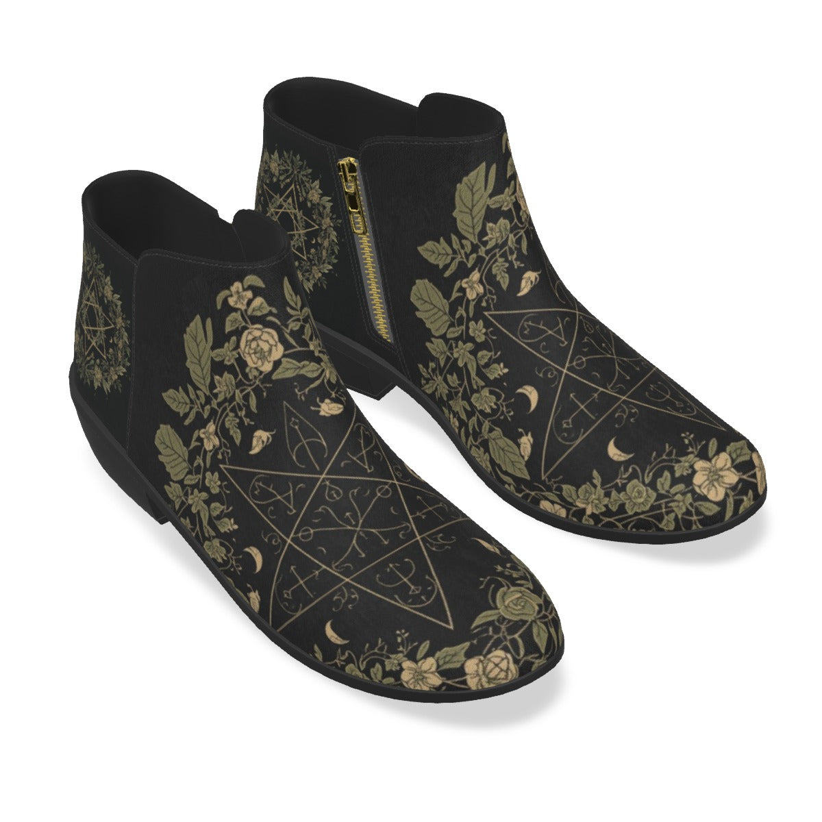 Wicca-Stiefeletten aus Öko-Wildleder Herbal Witch – Botanic Moon Magic | Alt Fashion Vegan Shoes
