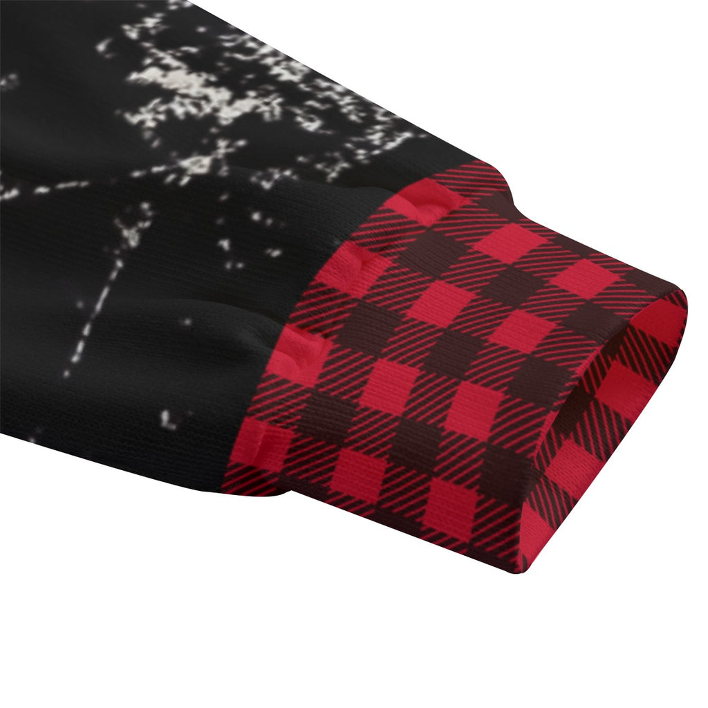 Oversize-Hoodie Grunge Chaos | Red Tartan Distressed Hoodie
