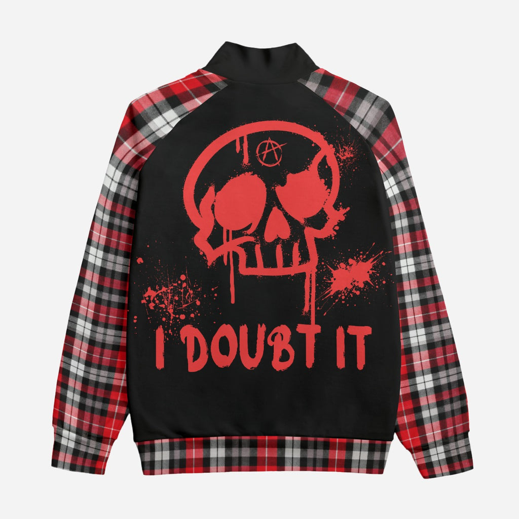 Grunge Punk Bomberjacke mit rotem Karomuster Unisex | I DOUBT IT | 310 GSM