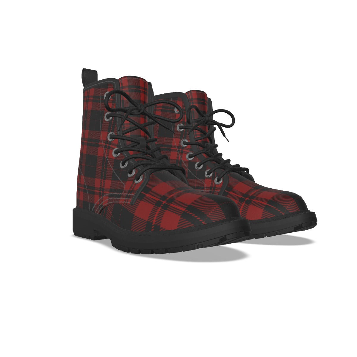 Damen-Punk-Stiefel mit rotem Schottenmuster | Red Rebel Tartan Boots