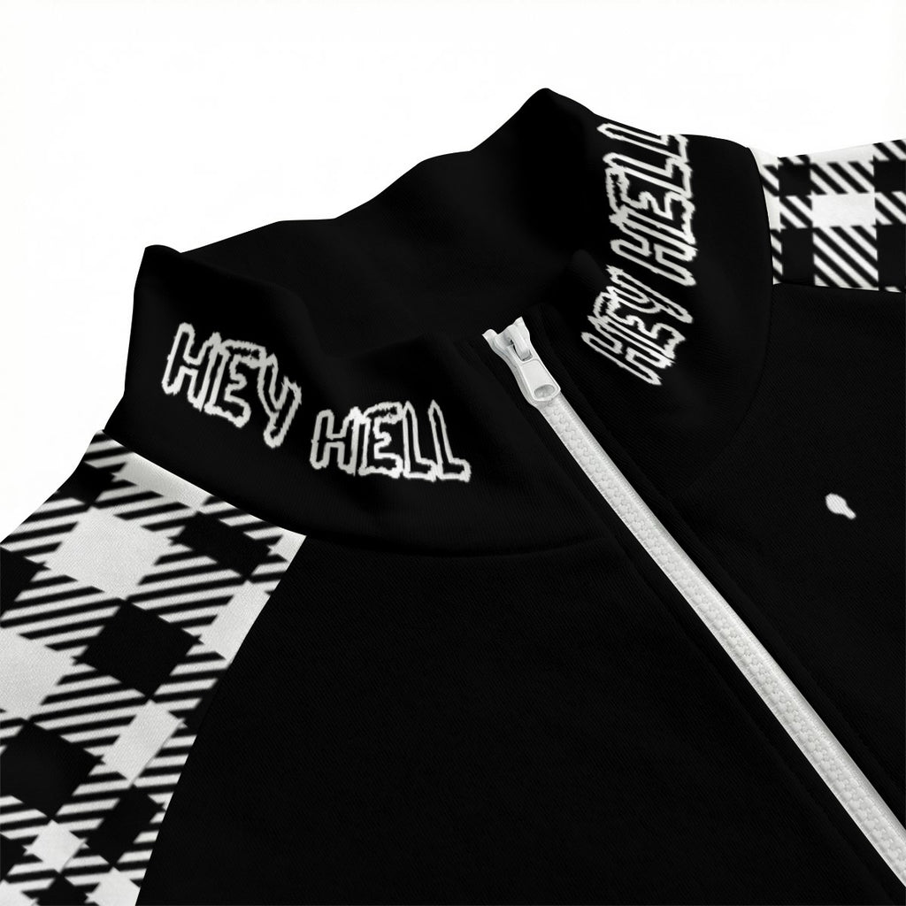 HEY HELL Punk Gothic Jacke mit Karomuster | Y2K Grunge Zip-Jacke