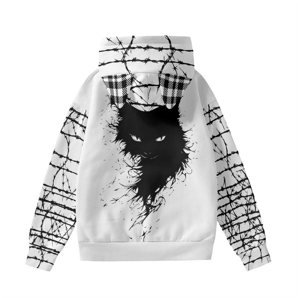 Damen-Sweatshirt Grunge Goth mit Katzenohren | Anarchy Cat Escape | 230 GSM