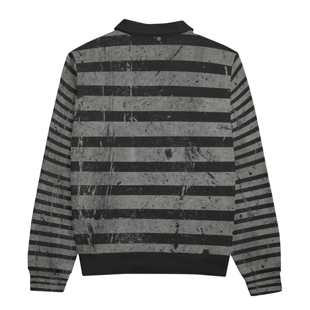 Grunge Sweatshirt mit Streifen und Totenkopf | Half Zip Vintage 310 GSM