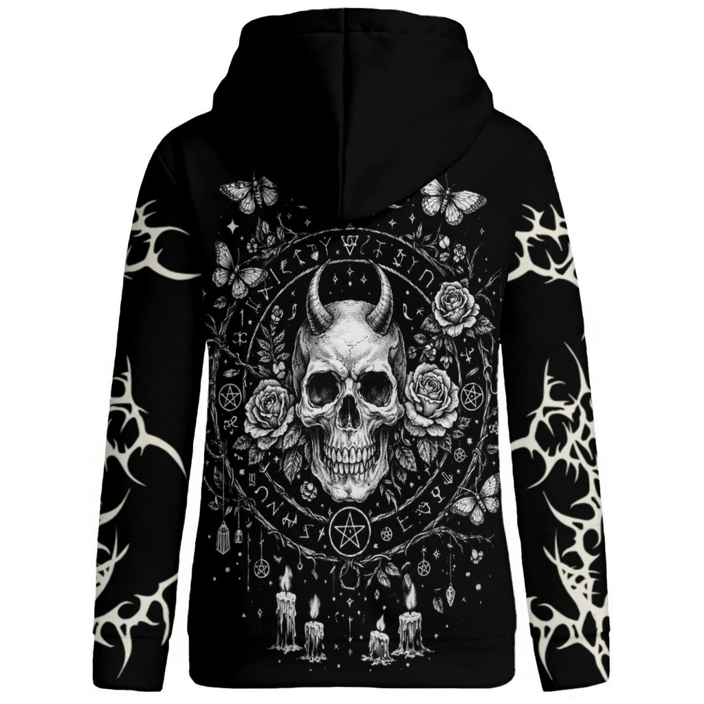 Damen-Kapuzenpullover im Gothic-Patchwork-Stil im Wicca-Look