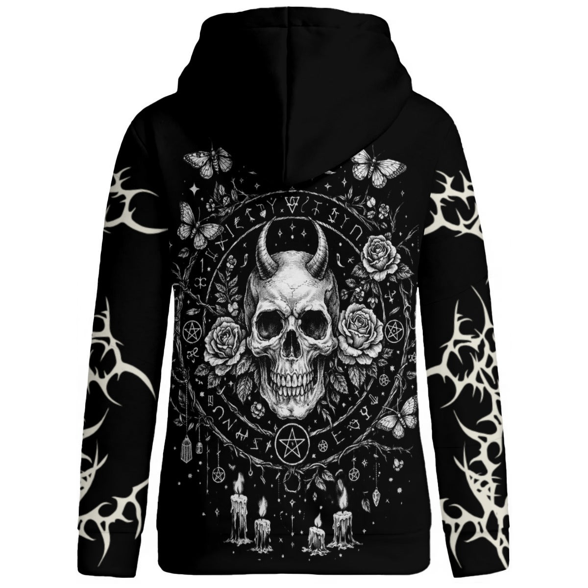 Damen-Kapuzenpullover im Gothic-Patchwork-Stil im Wicca-Look