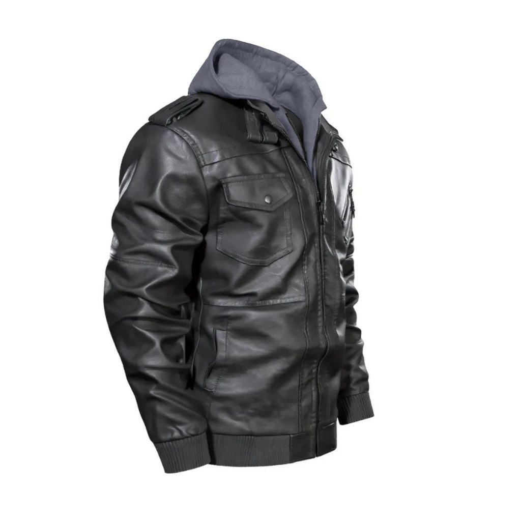 Death Metal Lederjacke mit Kapuze (PU) - A Decayed Barrow