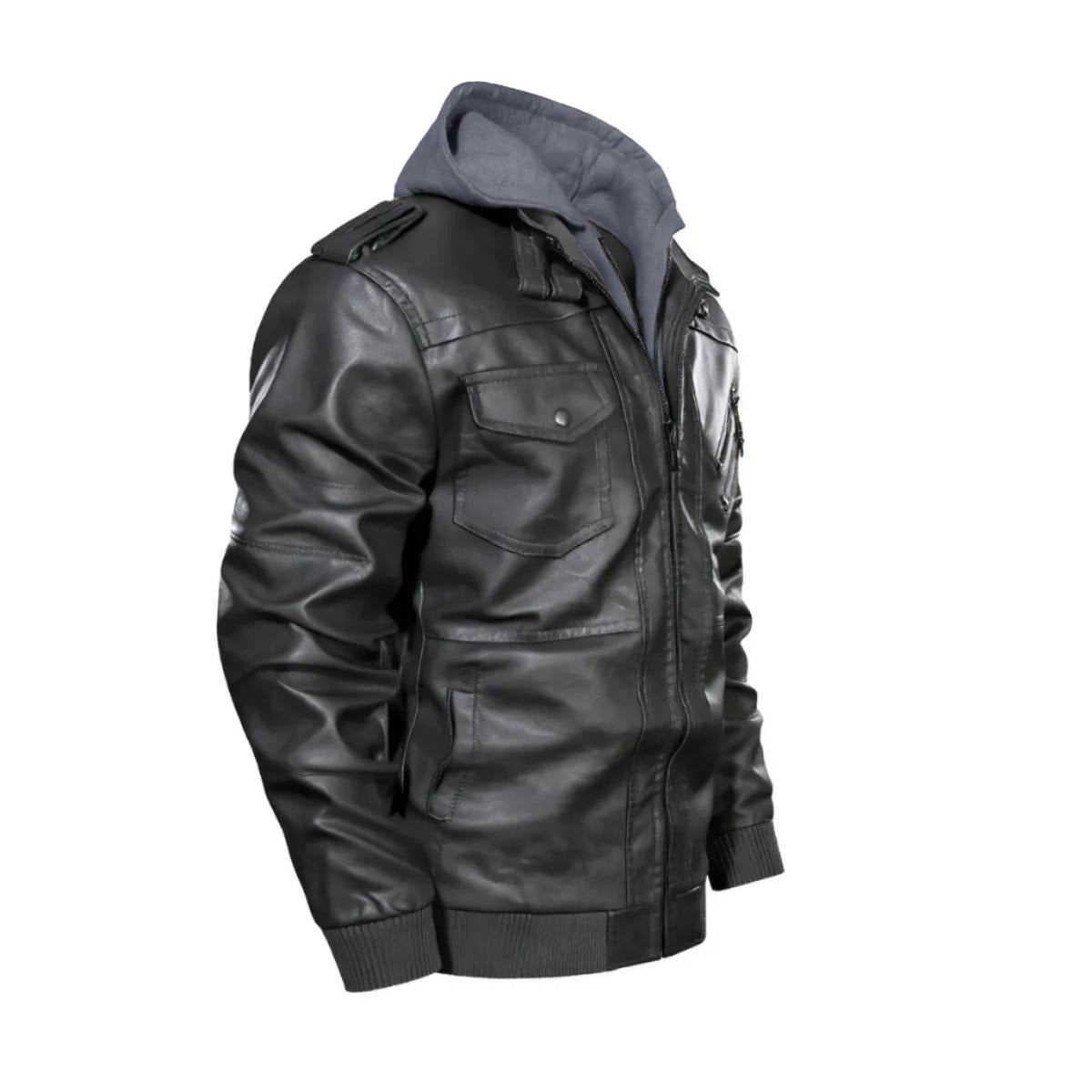 Death Metal Lederjacke mit Kapuze (PU) - A Decayed Barrow