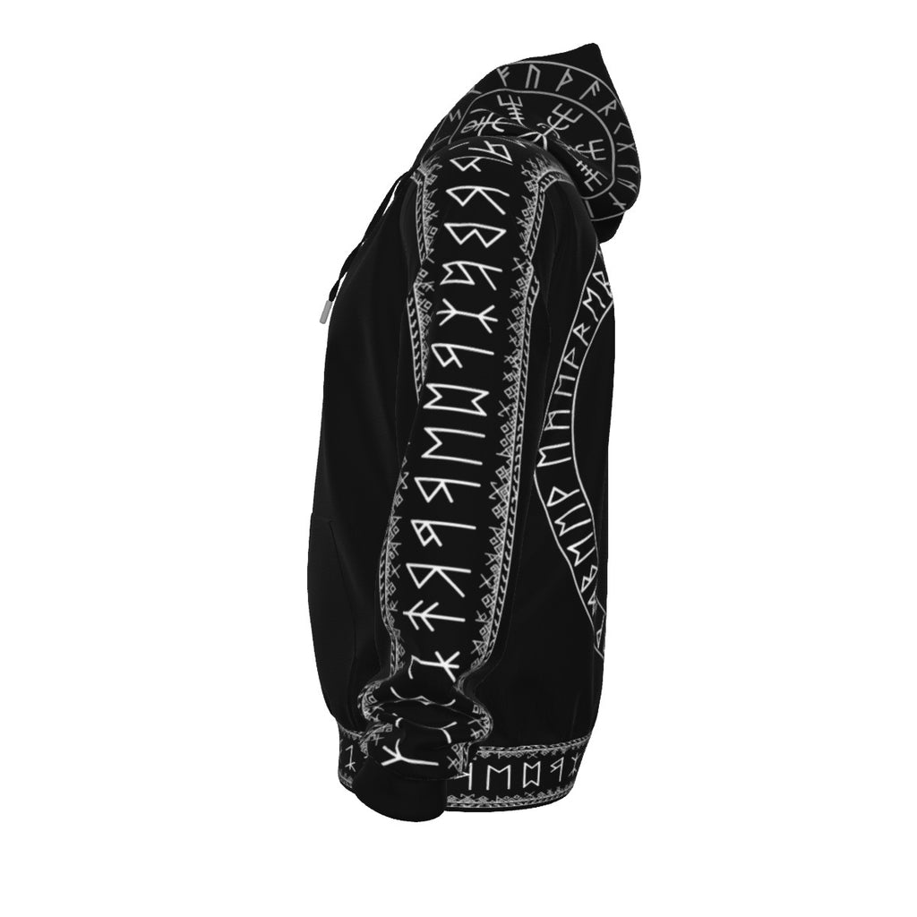 Gotischer Kapuzenpullover mit Reißverschluss - Dark Occult Rune Circle