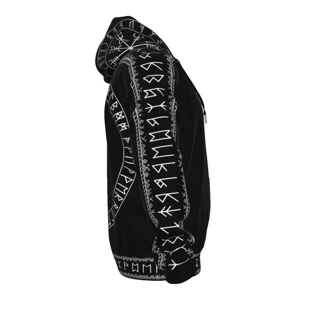 Gotischer Kapuzenpullover mit Reißverschluss - Dark Occult Rune Circle