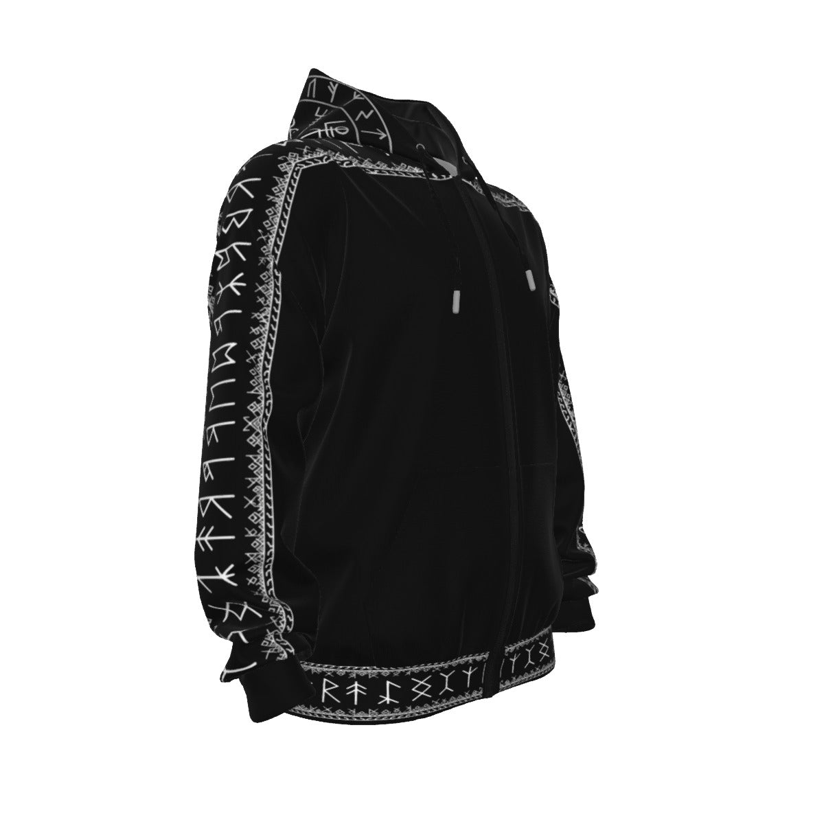 Gotischer Kapuzenpullover mit Reißverschluss - Dark Occult Rune Circle