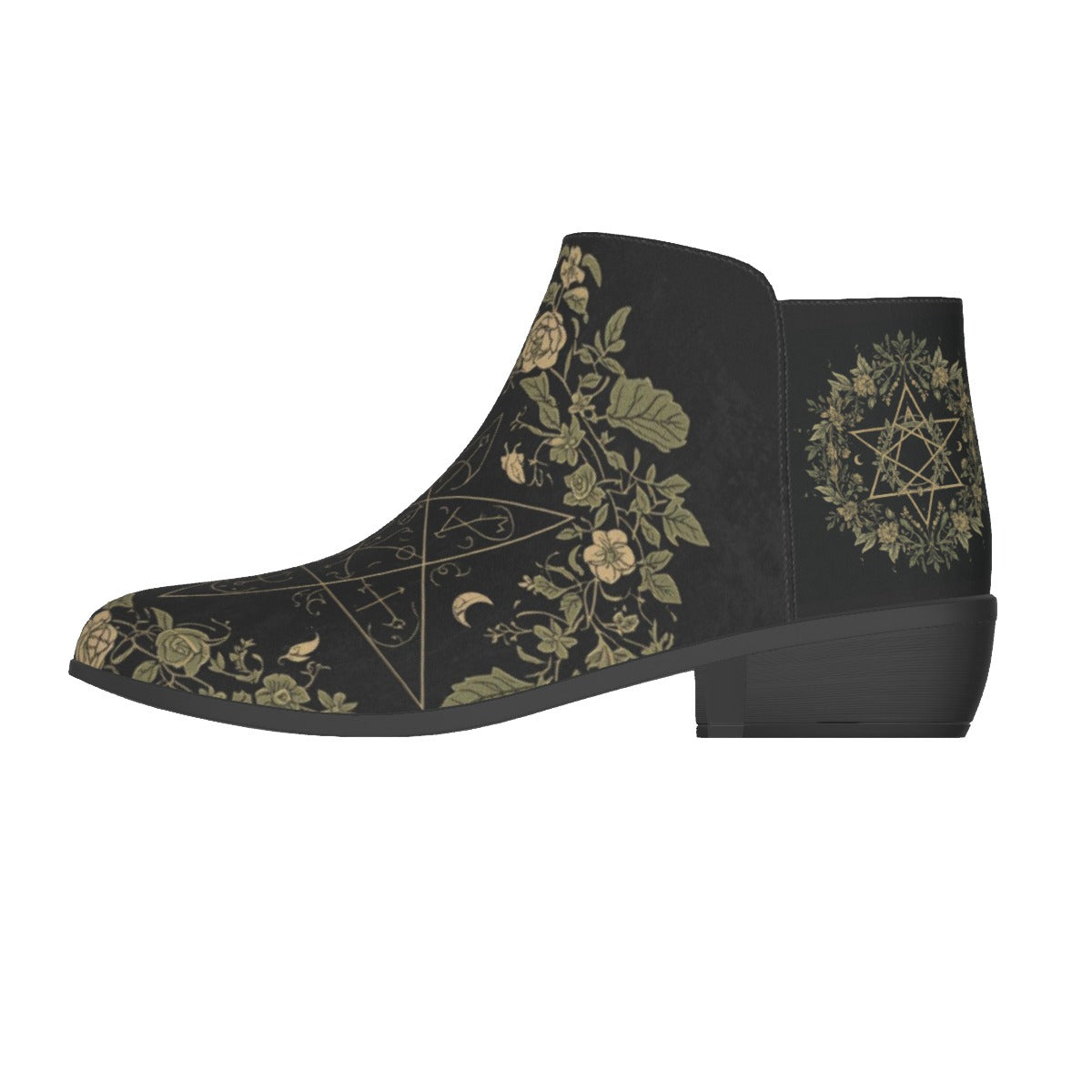 Wicca-Stiefeletten aus Öko-Wildleder Herbal Witch – Botanic Moon Magic | Alt Fashion Vegan Shoes