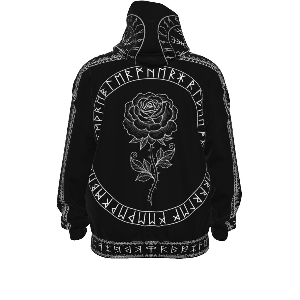 Gotischer Kapuzenpullover mit Reißverschluss - Dark Occult Rune Circle