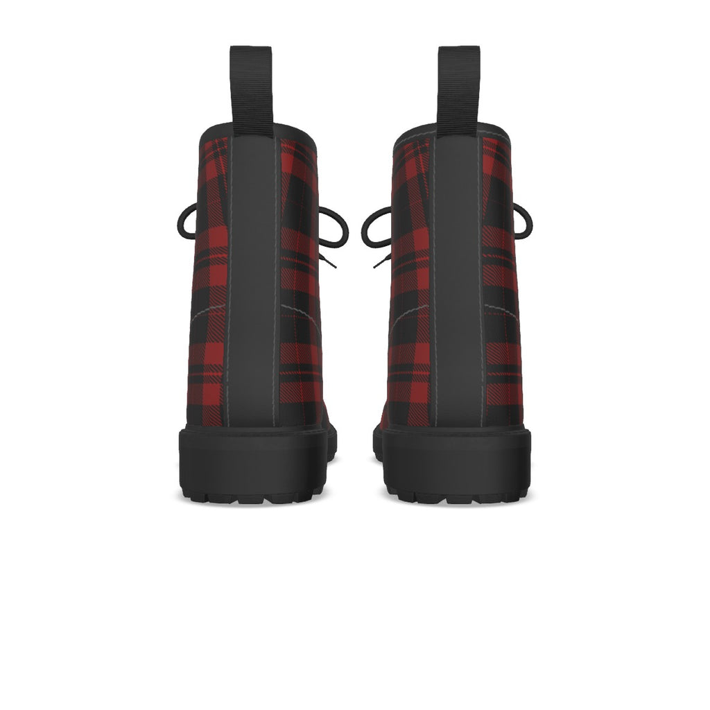 Damen-Punk-Stiefel mit rotem Schottenmuster | Red Rebel Tartan Boots