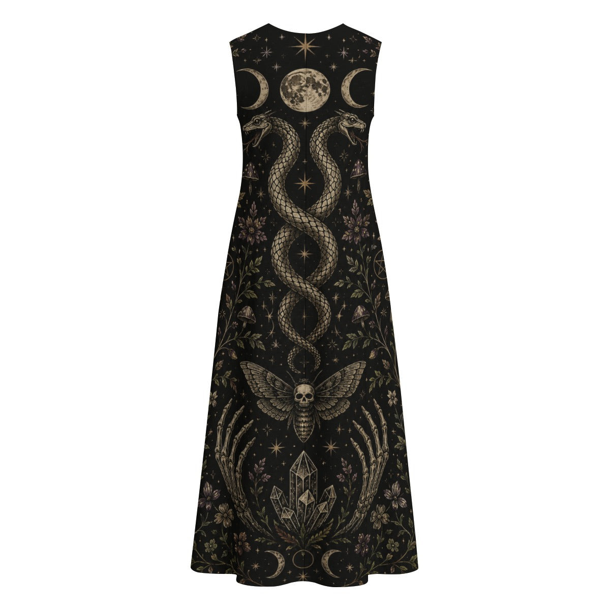 Wicca Maxi-Kleid mit Taschen – Witchcore Sommerkleid 100% Baumwolle | Whimsigoth |