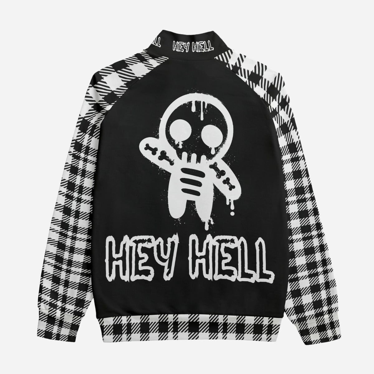 HEY HELL Punk Gothic Jacke mit Karomuster | Y2K Grunge Zip-Jacke