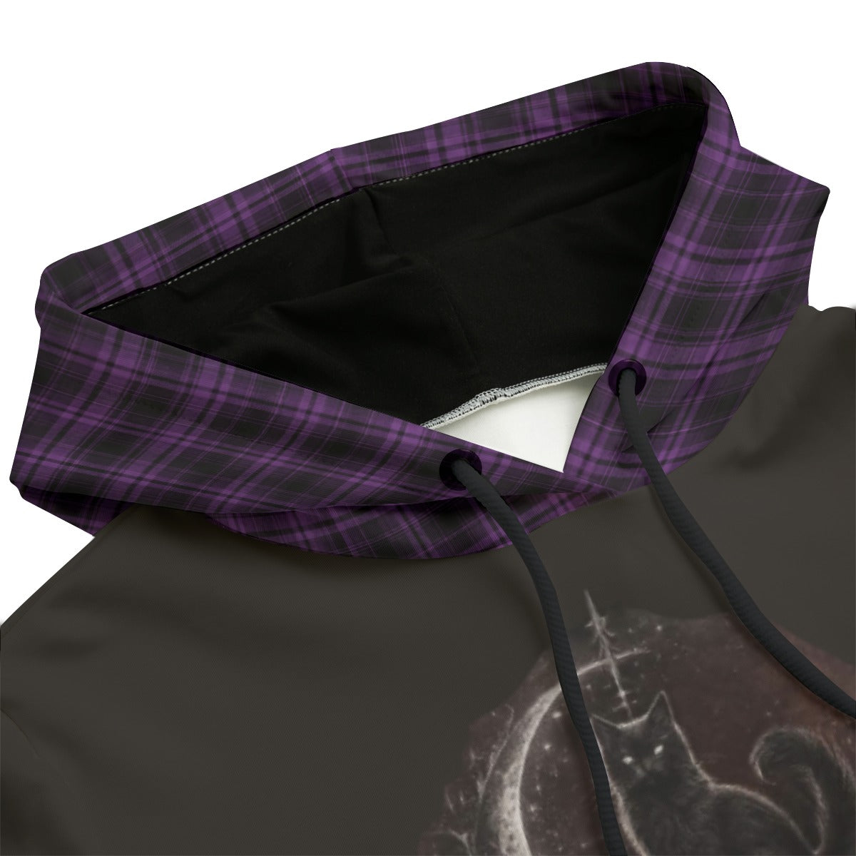 Gotischer Witchcore-Hoodie mit Katze und Mondphasen | Lunar Cat Coven Hoodie