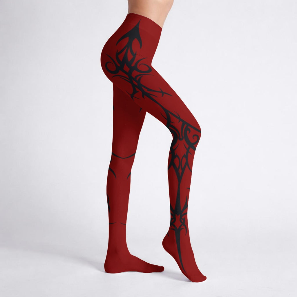 Damen Gothic Nylon-Strumpfhose Rot - Vampire Gothic Tights