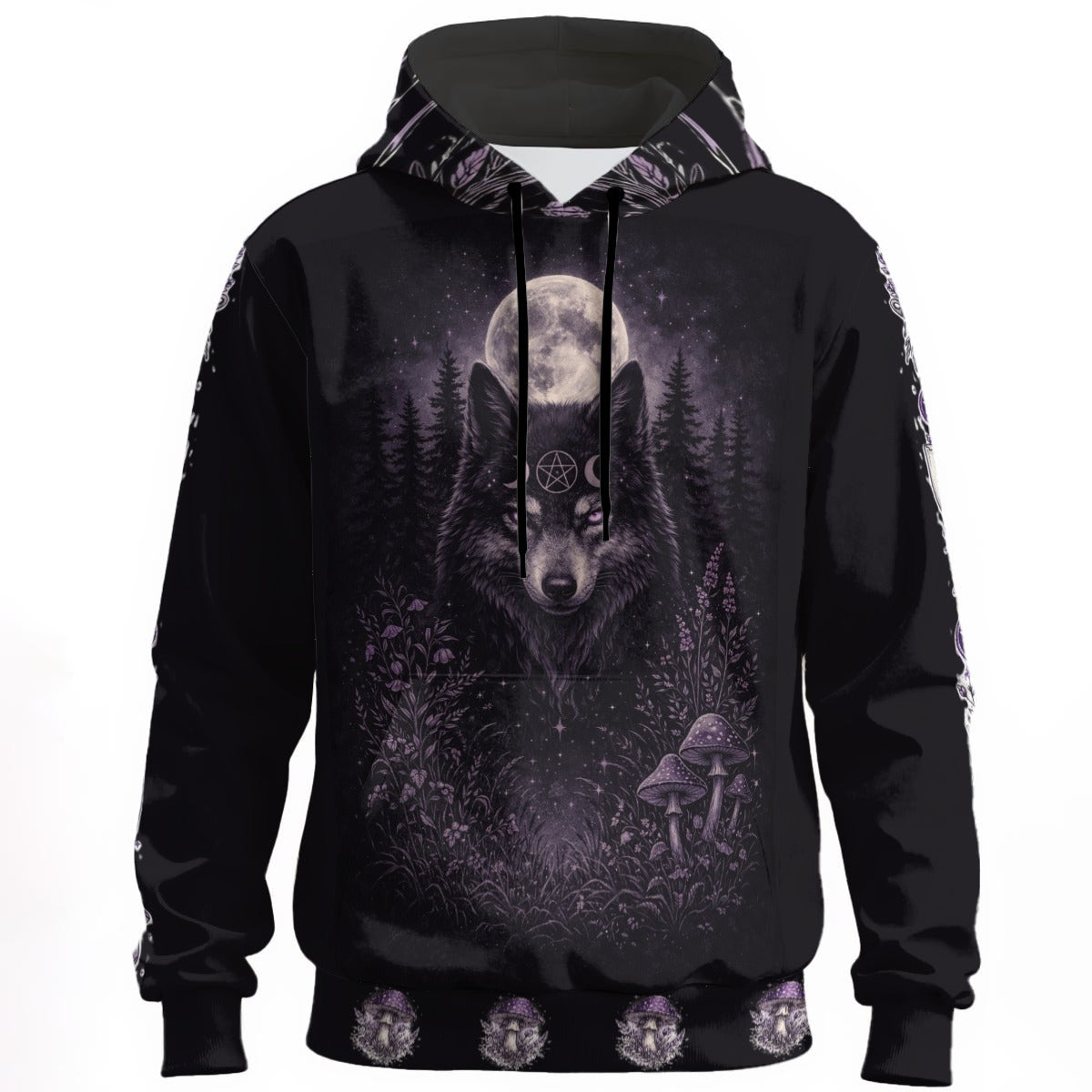 Wickanisches Ritual-Sweatshirt Lunar Wolf – 100% Premium-Baumwolle | Forest Witchcraft & Okkulter Stil