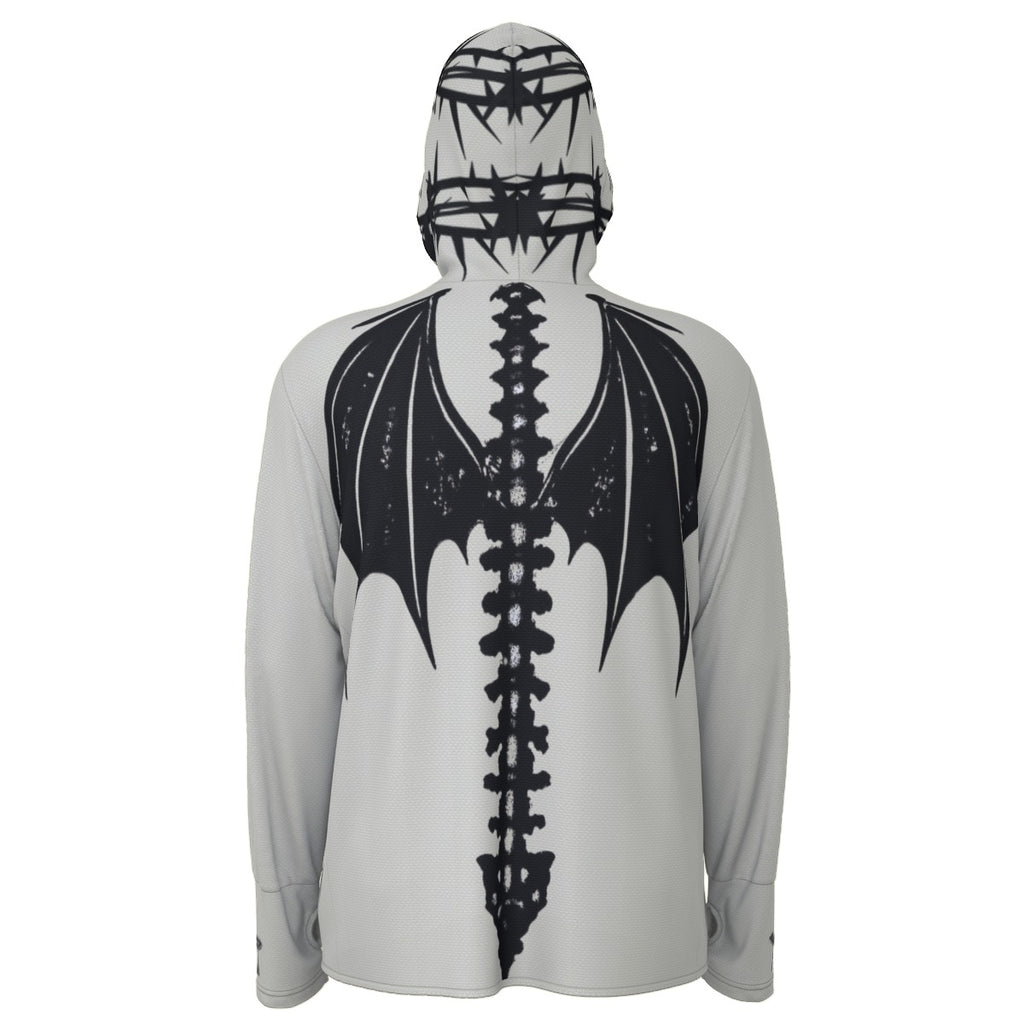 Gotischer UV50+ Unisex-Pullover Skeleton Wings – Leichter Grunge Y2K-Kapuzenpullover SPF50+
