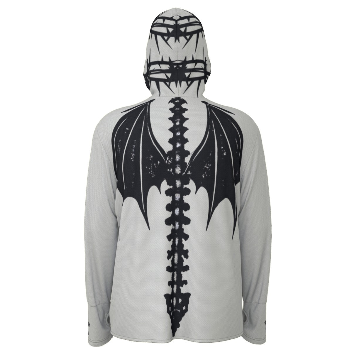 Gotischer UV50+ Unisex-Pullover Skeleton Wings – Leichter Grunge Y2K-Kapuzenpullover SPF50+