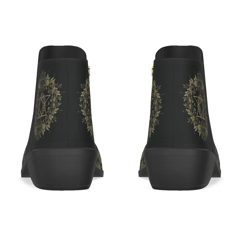 Wicca-Stiefeletten aus Öko-Wildleder Herbal Witch – Botanic Moon Magic | Alt Fashion Vegan Shoes